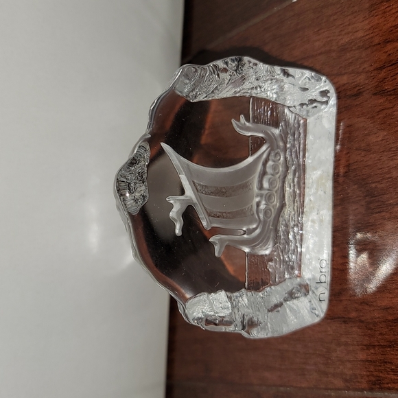 Nybro Sculptured Crytal Art Glass Viking Ship - Picture 2 of 9